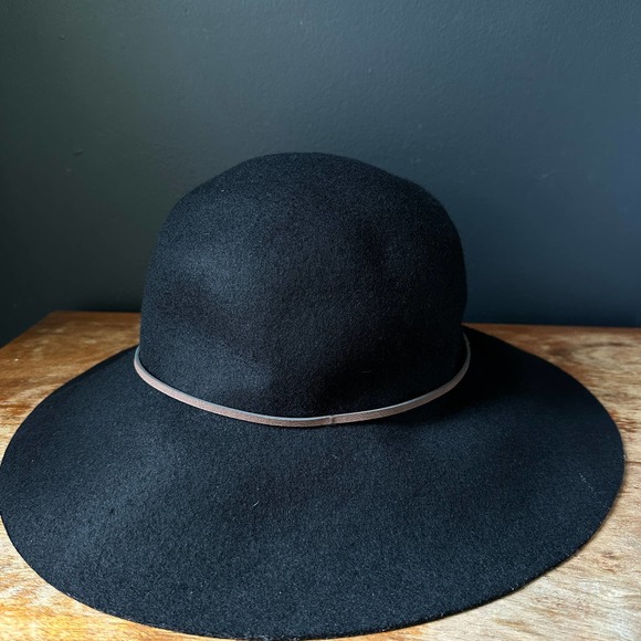 Aritzia Talula Baylis Black Wool Fedora Wide Brim Floppy Hat main image 6